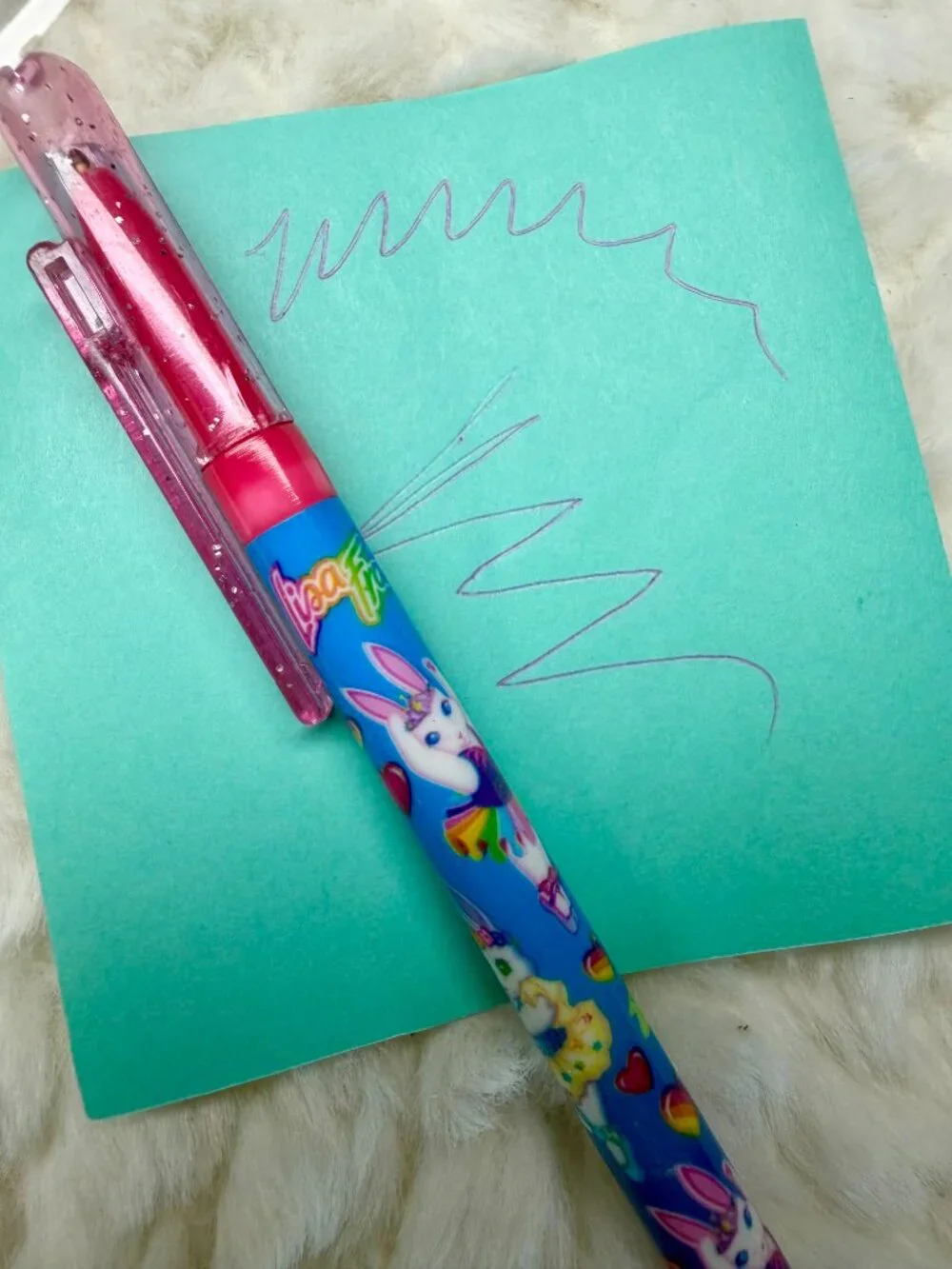 Vintage Lisa Frank Ballerina Bunnies & Rainbow Rose Butterfly Stationary Paper